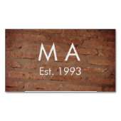 茶色の素朴なレンガの石に名前の文字の年日付を追加 マグネット名刺 (正面)