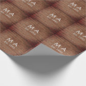 茶色の素朴なレンガの石に名前の文字の年日付を追加 ラッピングペーパー (角)