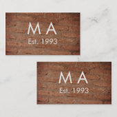 茶色の素朴なレンガの石に名前の文字の年日付を追加 名刺 (正面/裏面)