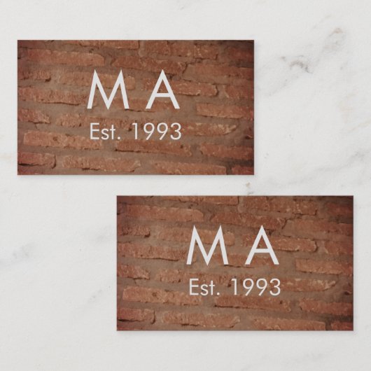 茶色の素朴なレンガの石に名前の文字の年日付を追加 名刺 (正面/裏面)