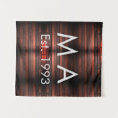 茶色の素朴なレンガ ストーンに名前と年月日を追加 タペストリー (正面(横))