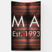 茶色の素朴なレンガ ストーン 追加 名前 年 月日 横断幕 (縦)