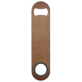 茶色の素朴な革モノグラムスタイリッシュスクリプト名 スピード栓抜き (裏面)