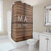 茶色の素朴なboho追加の名前の文字の年日付文字 シャワーカーテン (インサイチュ)