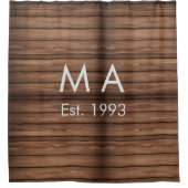 茶色の素朴なboho追加の名前の文字の年日付文字 シャワーカーテン (正面)