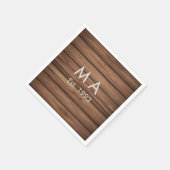 茶色の素朴なboho追加の名前の文字の年日付文字 スタンダードカクテルナプキン (角)