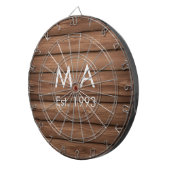 茶色の素朴なboho追加の名前の文字の年日付文字 ダーツボード (正面右)