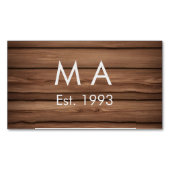 茶色の素朴なboho追加の名前の文字の年日付文字 マグネット名刺 (正面)