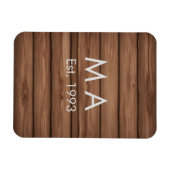 茶色の素朴なboho追加の名前の文字の年日付文字 マグネット (横)