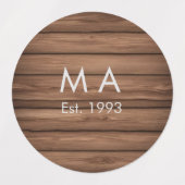 茶色の素朴なboho追加の名前の文字の年日付文字 ラベル (デザイン2)