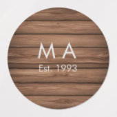 茶色の素朴なboho追加の名前の文字の年日付文字 ラベル (デザイン1)