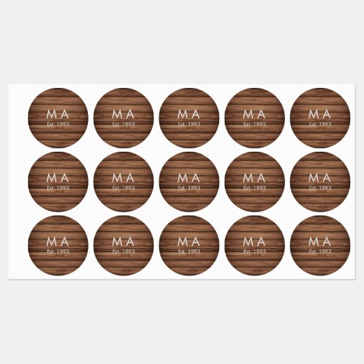 茶色の素朴なboho追加の名前の文字の年日付文字 ラベル (シート)