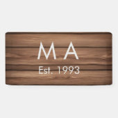 茶色の素朴なboho追加の名前の文字の年日付文字 横断幕 (横)