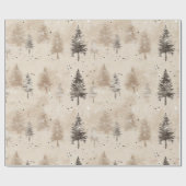 茶色の素朴クリスマスウィンターパイン ラッピングペーパー (フラット)