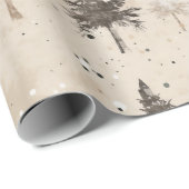 茶色の素朴クリスマスウィンターパイン ラッピングペーパー (ロールコーナー)