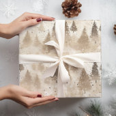 茶色の素朴クリスマスウィンターパイン ラッピングペーパー