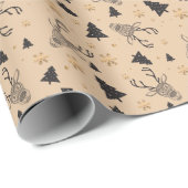 茶色の素朴クリスマス ラッピングペーパー (ロールコーナー)