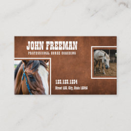 茶色の素朴テクスチ動揺してャの馬の写真 名刺