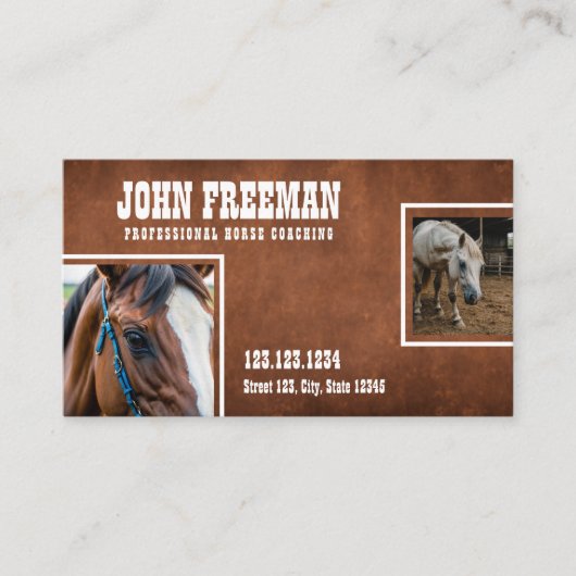 茶色の素朴テクスチ動揺してャの馬の写真 名刺 (正面)