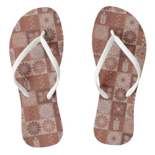 茶色の素朴バーラップの花離れのビーチサンダル ビーチサンダル