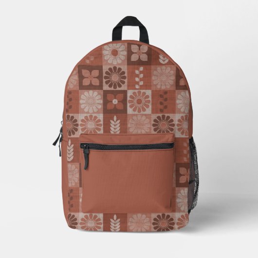 茶色の素朴バーラップの花離れは、バックパックを印刷 プリントバックパック (正面)