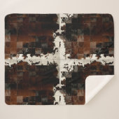 茶色の素朴パッチワーク牛革 シェルパブランケット (正面(横))