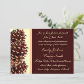 茶色の素朴ピーチの松のコーン結婚式 招待状 (スタンド正面)