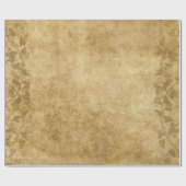 茶色の素朴ヴィンテージ羊皮紙とつる植物 ラッピングペーパー (フラット)