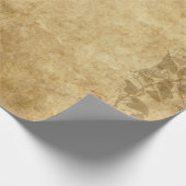 茶色の素朴ヴィンテージ羊皮紙とつる植物 ラッピングペーパー (角)