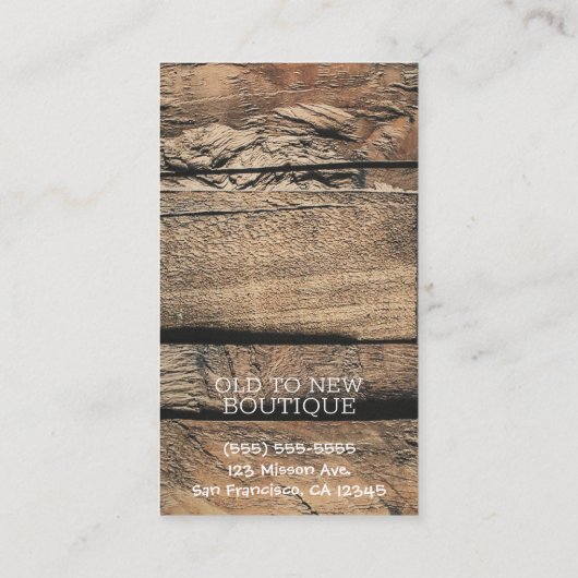 茶色の素朴古い木板プランクトーチャ 名刺 (裏面)