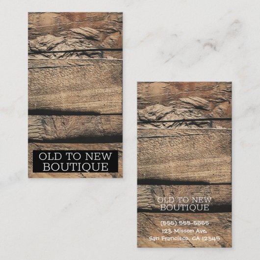 茶色の素朴古い木板プランクトーチャ 名刺 (正面/裏面)