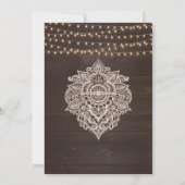 茶色の素朴文字列ライト日付カードを保存 招待状 (裏面)