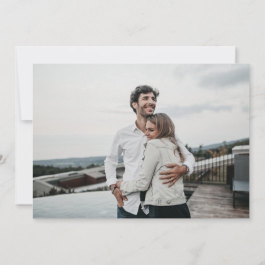 茶色の素朴木のイニシャル6枚の結婚写真 招待状 (裏面)