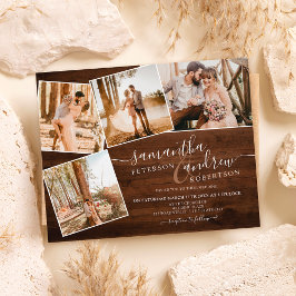 茶色の素朴木のスクリプト5枚の写真予算結婚予算