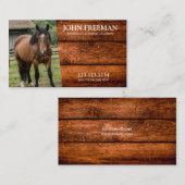 茶色の素朴木のテクスチャ馬の写真ウマ科の 名刺 (正面/裏面)