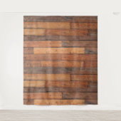 茶色の素朴木の板のパターン タペストリー (正面)