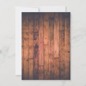 茶色の素朴木材とライト | 結婚s 招待状 (裏面)