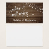 茶色の素朴木材と照明、アドバイスとウェルウィッシュ (正面&裏面)