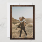 茶色の素朴木材フローラ写真ブライダルシャワー 招待状 (裏面)