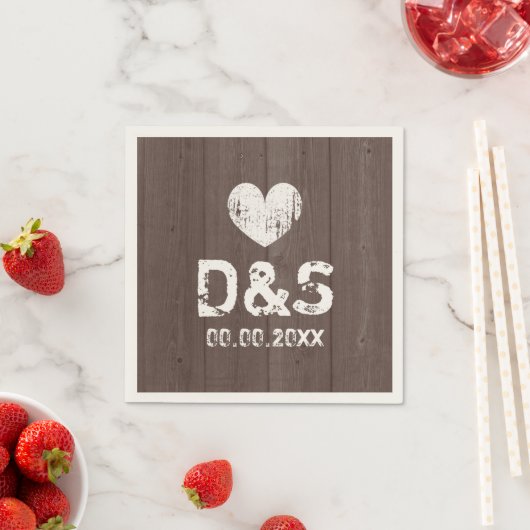 茶色の素朴木目のウェディングパーティーのナプキン スタンダードカクテルナプキン (インサイチュ)