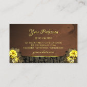 茶色の素朴木目の木の樹皮フローラとロゴ 名刺 (裏面)