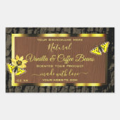 茶色の素朴木目の樹皮の製品ラベル 長方形シール (正面)