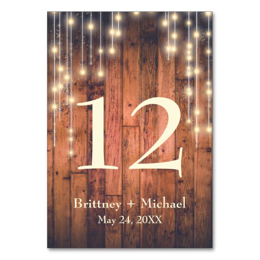 茶色の素朴木紐明るいテーブルカード テーブルナンバー (正面)