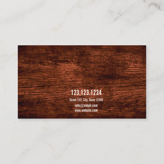 茶色の素朴木製の馬の写真の馬乗り 名刺 (裏面)