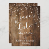 茶色の素朴木、明るい文字列の日付を保存 セーブザデート (正面/裏面)