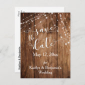 茶色の素朴木、明るい文字列の日付を保存 案内ポストカード (正面/裏面)