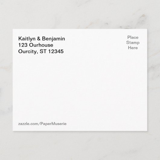 茶色の素朴木、明るい文字列の日付を保存 案内ポストカード (裏面)