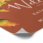 茶色の素朴紅葉秋の結婚式へようこそ ポスター (角)