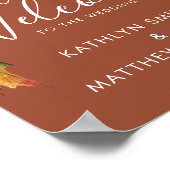 茶色の素朴紅葉秋の結婚式へようこそ ポスター (角)