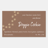 茶色の素朴紙ドッグポーパスドギーのクッキーrect 長方形シール (正面)